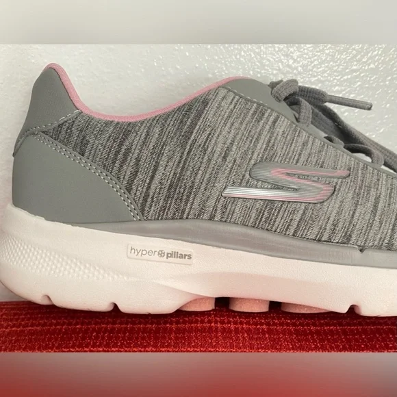 Skechers Women's Gray and Pink Sneakers - Picture 7 of 16